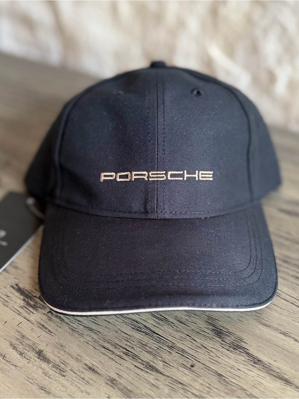 Porsche Black/Tan Classic Adjustable Baseball Hat NWT